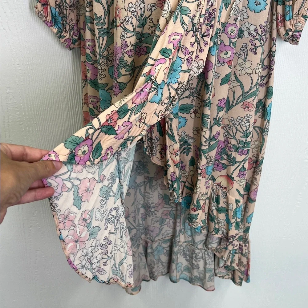 Spell - Sayulita Frill Colorful Floral V Neck Long Sleeve Midi Dress Size Medium - Picture 8 of 14